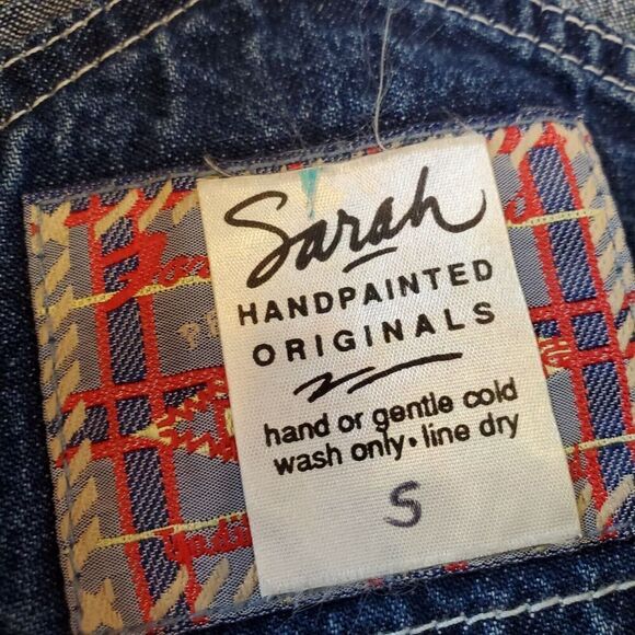 OOAK Jeans Overalls Small Womens Sarah Hand painted Originals Carpenter Pants - Picture 9 of 16